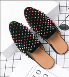 Colorful Spike Rivet Size 38-47 Men Casual Slippers Fancy Slip on Durable Half Loafers Shoes