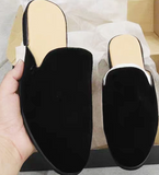 Faux Suede Slippers Casual Summer Men Shoes Classic Half Loafers Lightweight Breathable Leisure Slip on