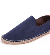 Unisex Size 36-47 Hand-stitched Slip-on Shoes with Hemp Sole and Straw-woven Men Casual Walking Shoes