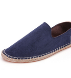 Unisex Size 36-47 Hand-stitched Slip-on Shoes with Hemp Sole and Straw-woven Men Casual Walking Shoes