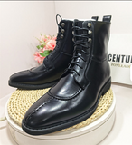 High Ankle Men Boots Lace up Closure Pointed Toe 38-46 Classy Handsome Winter Boots for Men