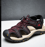 Big Size 38-48 Knitted Breathable Casual Outdoor Shoes Classic Red Color Durable Men Fashion Flat Beach Sandals