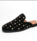 Rivet Upper Unique Design Comfortable Slippers Fashion Half Shoes for Men Mules Summer Slip on
