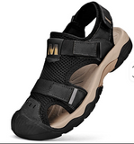 Summer Casual Breathable Mesh Durable Men Sandals Classic Toe Cover Handsome Lightweight Flat Beach Shoes