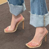Sandalias Para Mujeres Stilettos Sexy PVC Sandals Slipper Clear Heels for Women