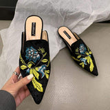 New Ladies Slippers Outdoor Flat Loafer Pointed Toe Mules Slides Footwear