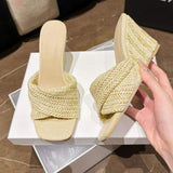 New Trendy Quality Sandalias Plataforma Jute Rubber Sole 2026 Platform Female Wedge Sandals