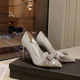 6CM/8CM/ 10CM Bling Glitter Sandales Talon Femme Elegant Trendy Pumps Silver Wedding Heels for Ladies
