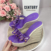 Products Chaussure Femme Casual Shoes Flower Flip Flop Summer Wedge Platform Sandals