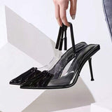 Clear Scarpe Con Tacco Pantofole Slingback New Styles Women Footwear Heels for Ladies