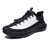 Easy on and off Mens Trail Running Shoes Quick Lacing Hiking Sneakers Thick Sole Athletic Walking Jogging Outdoor Sport Footwear