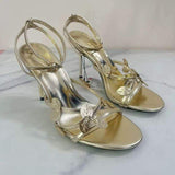 Trendy Shiny Gold Summer Fashion Slipper Open Toe Gold Fashion Heels for Women