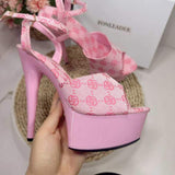 Sandals 15CM Super High Heels Women's 5CM Platform Buckle Strap Summer Pole Dance Shoes