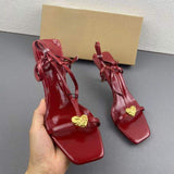 Summer Trendy Sandalias Para Mujer Open Slipper Mules New Styles Red Heels for Women