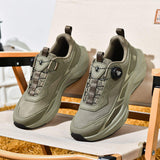 Mens Trail Running Shoes Breathable Hiking Sneakers with Rotary Quick Lace System Lightweight Non Slip Outdoor Trekking Footwear