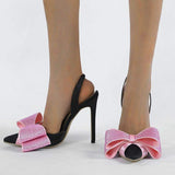 Haut Talons Trendy Color Sexy Slingbacks Pink Bow Heels for Ladies