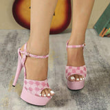 Sandals 15CM Super High Heels Women's 5CM Platform Buckle Strap Summer Pole Dance Shoes