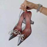 Chaussur Lux Femm Designer Summer Sandals Clear Bow Female Heels Shoes for Ladies 2025