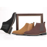 High Ankle Point Toe PU Leather Shoes Formal Occasion Height Increasing Chelsea Boots Men