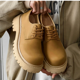 Retro Brown Faux Suede Dress Shoes Lace up Chunky Platform Sole Casual Shoes for Daily Wear Commute Outdoor Activities