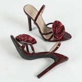 Talons Chic Slingback Rose Flower Sexy Shoes Summer Heels for Women Ladies
