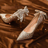 2025 China Brand Sexy Crystal Pumps Stilettos Ladies High Heel Shoes Wedding Party Bridal Heels for Women