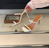 New Sandales Femme White Pointed toe Mules Elegant Evening Shoes Slippers