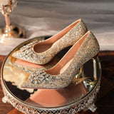 Bling Sequin Quality Silk Chaussures Femme Tendance Female Dress Office Shoes Fashion Heels Women's Pumps