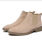 Real Leather High Ankle Chelsea Boots Wedding Party Formal Dress Shoes Durable Suede Leather Slip on