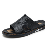 New Design High Quality Fashion Durable Slippers Comfortable Summer Pattern Cowhide Leather Sandals for Men