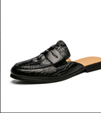 Pantuflas De Hombre Men Black Sole Shoes Backless Low Heel Half Loafers Men Casual Shoes Mules