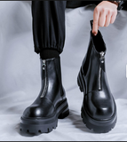Classic Italian Design Hot Selling Comfortable Zip Closure Height Increasing Men Microfiber Leather Ankle Boots