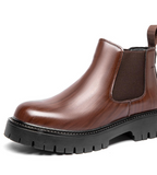Men's Classic Premium Black PU Leather Slip-On Chelsea Boots with Thick Outsole