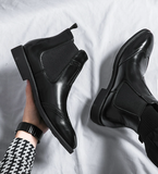 Pointed Toe Size 38-46 Brogue Dress Shoes Coffee Color Durable Fashion Ankle Boots for Men