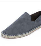 Unisex Size 36-47 Hand-stitched Slip-on Shoes with Hemp Sole and Straw-woven Men Casual Walking Shoes