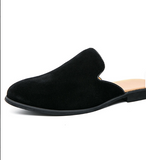 Faux Suede Slippers Casual Summer Men Shoes Classic Half Loafers Lightweight Breathable Leisure Slip on