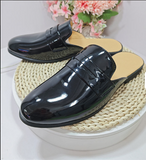 Green Color Penny Loafers Casual Mules Comfortable Durable Patent Leather Home Slippers Men Half Loafer Shoes