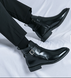Size 38-47 Casual Dress Shoes Durable Buckle Strap Wedding Party Black Ankle Boots for Men