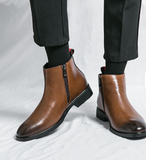 Classy Designers Red Color Ankle Boots Comfortable High Top Wedding Dress Shoes Men Genuine Leather Boots
