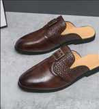 Summer Breathable Cool Fashion Slippers Pu Leather Dress Loafers Comfortable Men Casual Half Shoes