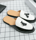 Men Half Loafers Slippers Comfortable Summer Casual Slip on Patent Leather Backless Mules Dress Shoes