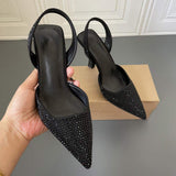 Sexy Women Heel Sandals Comfortable Durable Classic Pointed Toe Mules Ladies Luxury Summer Casual Shoes