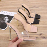 Metal Stiletto Escarpins Talons Haut Clear Transparent PVC Women Ladies Heels 2025