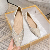 Chaussures Plates Wanita Cute Casual Slipper Style Full Pearl Elegant Moccasins Flat Shoes for Women