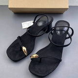 Minimalist Black Faux Suede Sandals Gold Pebble Accent Square Toe Chunky Low Block Heels Elegant Summer Dress Shoes