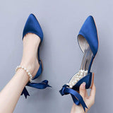 2CM High Quality Woman Shoes Pointed Female Pearl Shoes Office Ladies Pump Flat Shoes for Women