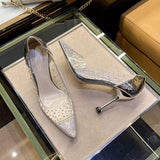 Quality Hollow Mesh Salto Alto 1 Pair Luxury Studded Slippers Thin Stiletto Sandal Heels for Ladies and Women
