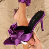 New Fashion Chaussure Femme Sandales Luxe Slides Bow Fashion Shoes Kitten Heels for Ladies