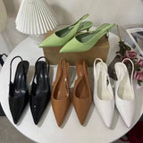 Patent Leather Women Sexy Stiletto Pumps Summer New Arrival Back-Strap Sandals, Pointed-Toe Women's Work Shoes