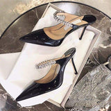 Babouches Femmes Talon Mules Fancy Buckles Pointed Toe Slippers Shoes Women Heels for Ladies